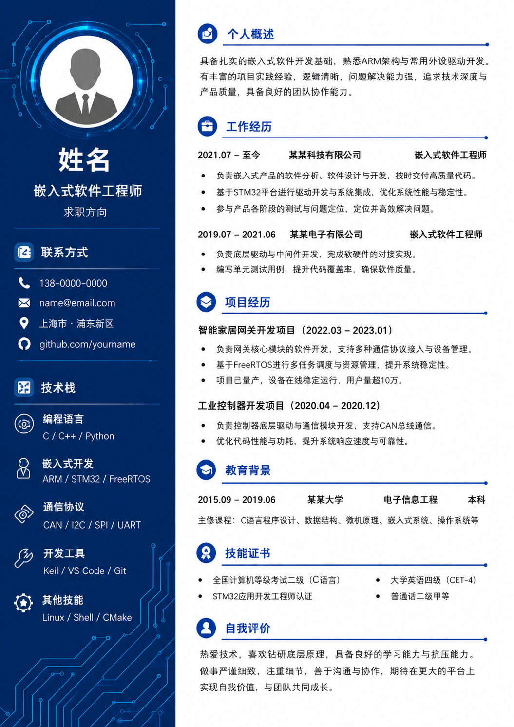 软件工程师简历模板预览图