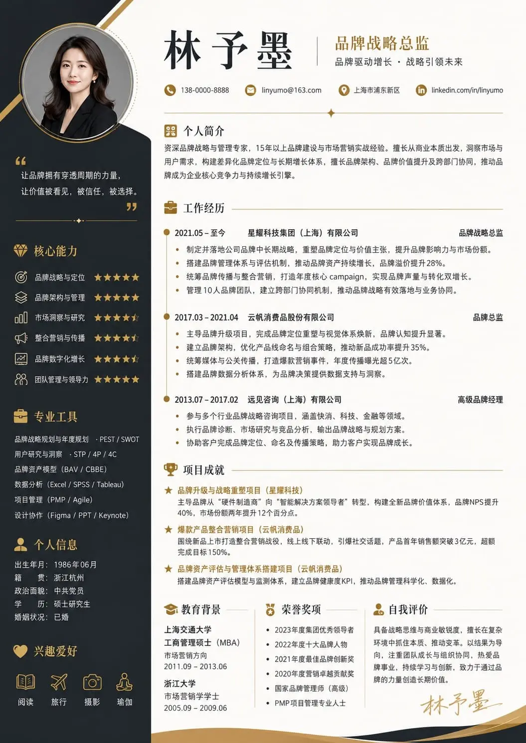 品牌战略简历模板预览图