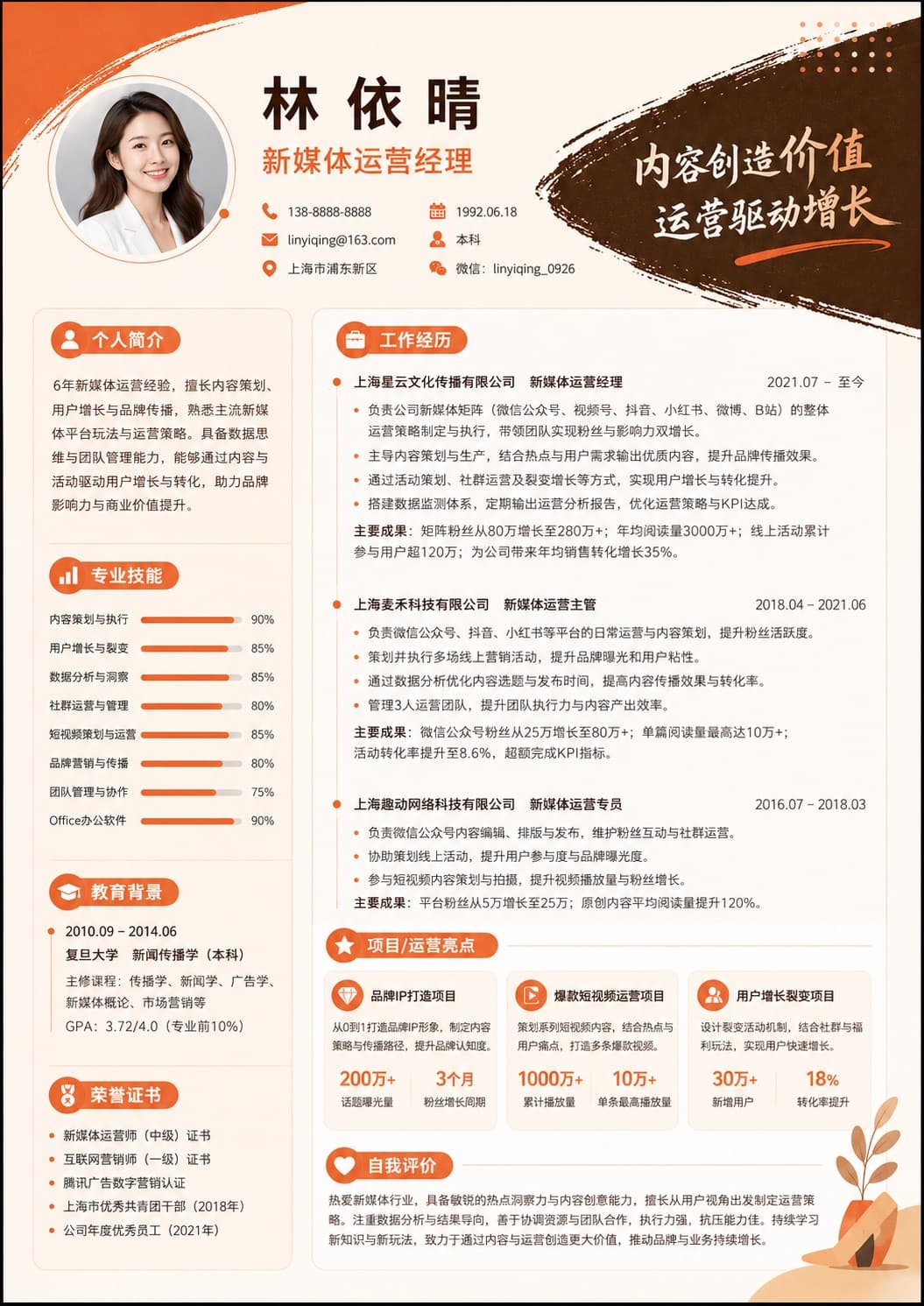 新媒体运营经理 · 绿植清新
