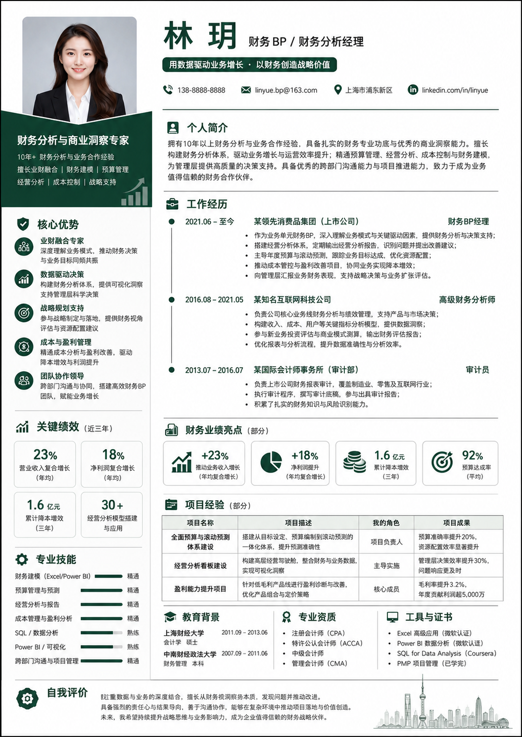 财务BP简历模板预览图