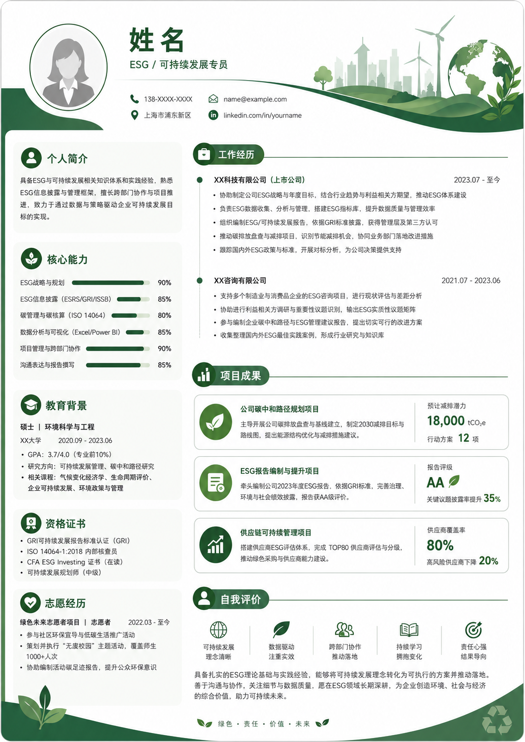 ESG简历模板预览图